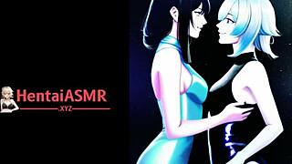 Detailed Hentai ASMR of Lesbian Lovers Kissing and Sucking with Licking Action