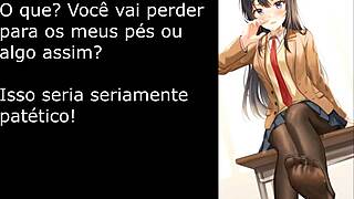 mai sakurajima teases with feet femdom and jerk off instructions in manga bunny style