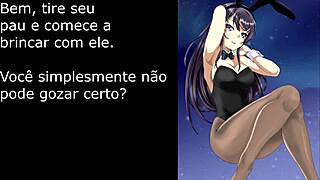 mai sakurajima teases with feet femdom and jerk off instructions in manga bunny style