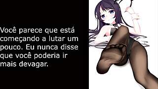 mai sakurajima teases with feet femdom and jerk off instructions in manga bunny style