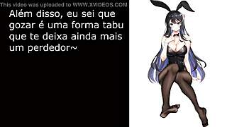 mai sakurajima teases with feet femdom and jerk off instructions in manga bunny style