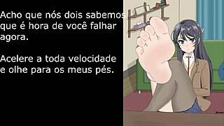 mai sakurajima teases with feet femdom and jerk off instructions in manga bunny style