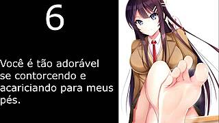 mai sakurajima teases with feet femdom and jerk off instructions in manga bunny style