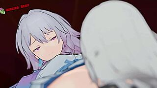 Honkai characters Stelle and March 7th team up with pussy fingering action.