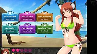 huniepop uncensored part 7 features redhead with big tits in alien bikini beach scene