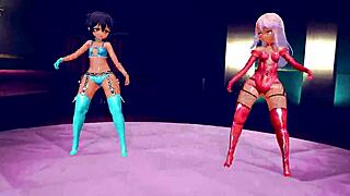 Chloe and Jahy shake it hard in MMD Sodevs anime dance.