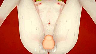 Blonde anime girl rides dick cutely with small tits and big ass in creampie scene.