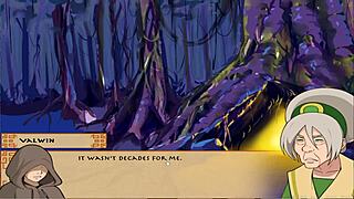 korra strokes huge cock in swamp handjob scene