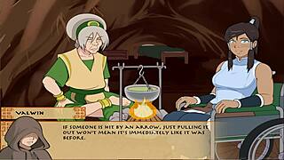 korra strokes huge cock in swamp handjob scene