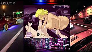 blowjob race with that blonde in car leading to deepthroat creampie and big tits action uh