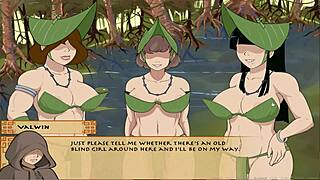 korra strokes huge cock in swamp handjob scene