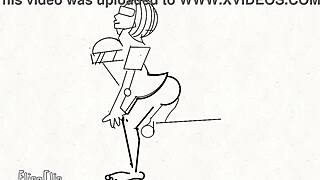 cartoon master dominates with ass and pussy fucking in anime maledom scene 😈💦