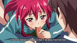 लाल बालों वाली सुकुबस हेंटाई गैंगबैंग में ग्रुप से एनल और ओरल लेती है