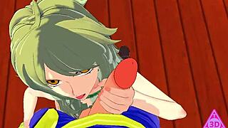 oh man, koikatsu with rufy and monet from one piece doing blowjob, handjob, and cumshot uncensored