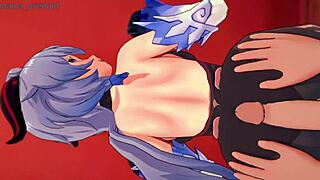 गैन्यू 3डी लेगिंग्स में हैंडजॉब और बूबजॉब देती है। बर्थडे सीन में टिट्स एक्शन।