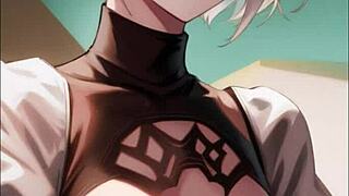 ai generated 2b nier automata comes to life in 3d with big tits hentai flair, telling her story.