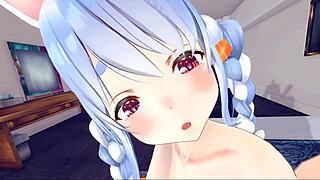 After sex with petite Usada Pekora in 3D nature garden animation