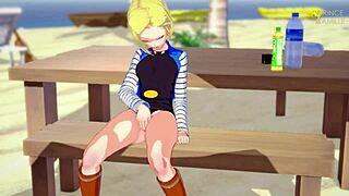 android 18 wildly masturbates outdoors in dragon ball z public scene!