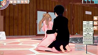 Asuna Yuuki and Kirito have intense hardcore sex outdoors in Sword Art Online hentai manga game