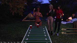 18 साल की भूरी बालों वाली वाइल्ड कॉलेज पार्टी पोंग हारकर नंगी होती है