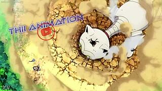 Rebecca Bluegarden's Becky upskirt panties reveal in nature skirt edit from Edens Zero