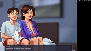 स्टेपमॉम हस्तमैथुन करते हुए पकड़ती है - समर टाइम सागा शॉर्ट