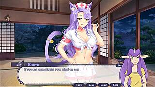In this adventure, Kiara the sexy catgirl nurse gives an ara ara experience in part 2 of the hentai game.