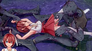 This 4k 60fps 3d hentai features Knight Ricca battling ghouls Miria and merchant, uncensored! 😏