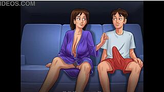 हॉर्नी सौतेली माँ समरटाइम सागा में बड़ा लंड चाहती है 😍