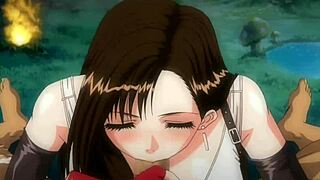 tifa lockhart's love story in ai upscale animations from final fantasy.