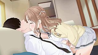 दोपहर में यूनिफॉर्म वाली सेनपाई के साथ क्रीमपाई