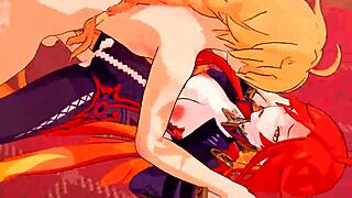 hot mavuika contrasts her wet pussy with creampie action in genshin impact hentai