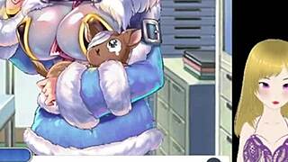 anime girl with big tits gets fondled and lactates milk in game scene