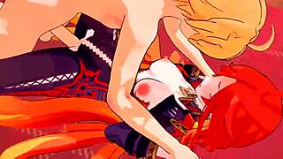 hot mavuika contrasts her wet pussy with creampie action in genshin impact hentai