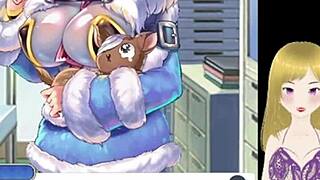 anime girl with big tits gets fondled and lactates milk in game scene