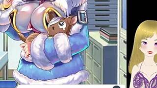 anime girl with big tits gets fondled and lactates milk in game scene