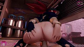 Akali Reverse Cowgirl with Big Tits and Nipples Exposed