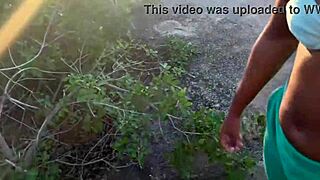 Tanned Ebony Girl With Tattoo Screams During Assfucking And Blowjob In Secret Place