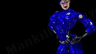 Blue steel contrasts with muscular mature babe in Konosuba 3D anime ass and boobs action on the long arm of the law