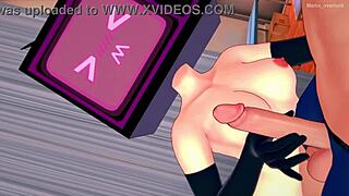 tv woman viste su delantal para dar su tratamiento de pajas en la enfemeria