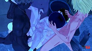 कागेयामा पांच आदमियों के साथ ऑर्गी में