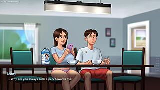 Hot stepmom caught under the table