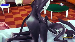 Furry Yiff Yaoi With Two Twin Cats Giving Blowjob And Getting Fucked In Manga Anime Cartoon