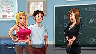 Stepsis caught masturbating with huge dildo in pussy in Summertime Saga