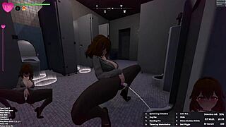 is the office lady masturbating in public in this hentai game?