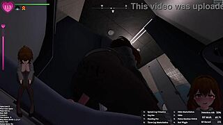 is the office lady masturbating in public in this hentai game?