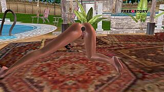 animated 3d cartoon of cute girl's pussy licked and anal fucked by toy