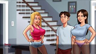 Caught His Big Natural Boobs Stepsis Jenny Playing With Her Huge Boobs With Another Girl - Summertime Saga 3D Porn Game