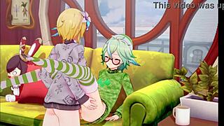 Futanari Lumina and Sucrose rock Christmas with intense creampie scenes in Genshin Impact