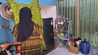 stepmom cooks in the kitchen while masturbating her hairy pussy solo